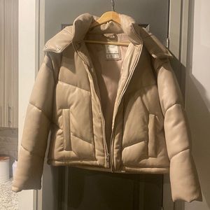 Abercrombie and Fitch camel vegan leather jacket L